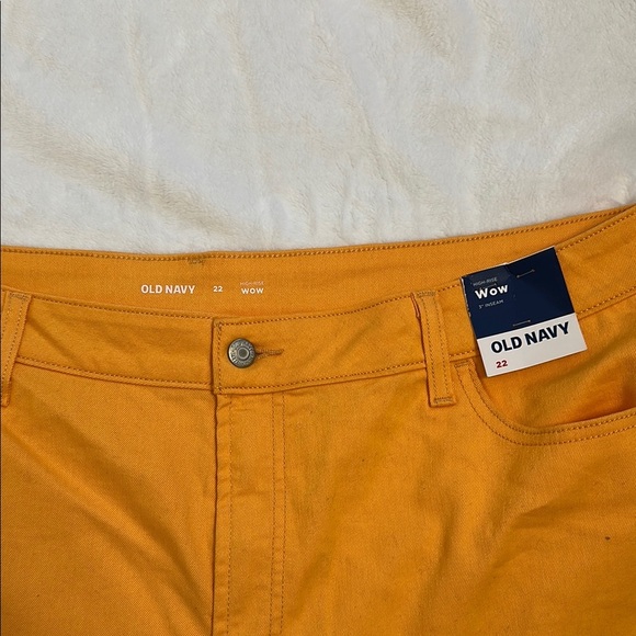 Old Navy Orange Jean Shorts Vibrant Cotton Blend - Picture 2 of 3